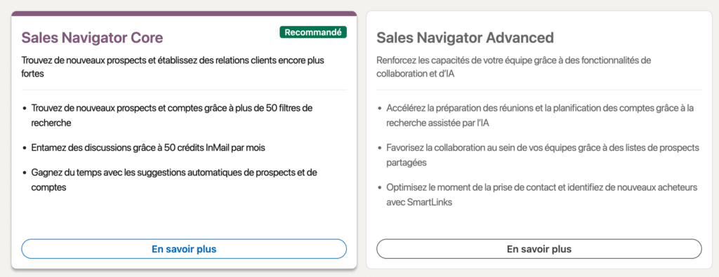 sales navigator core ou advanced
