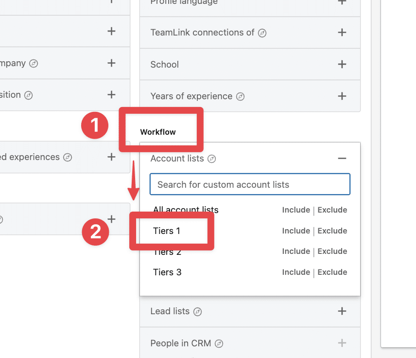 account list filter sales navigator