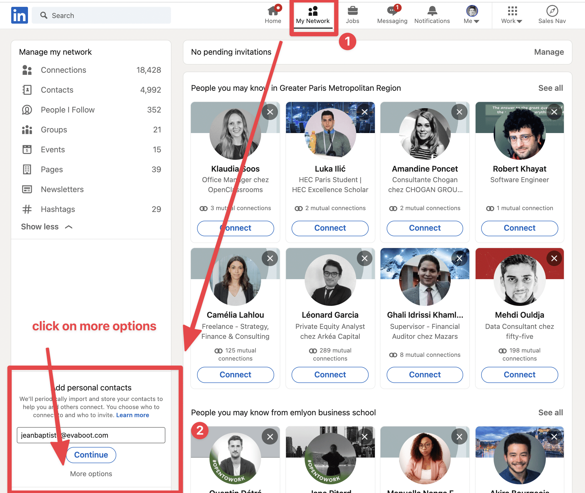 comment contourner la limite d'invitation linkedin avec les invitation par email 