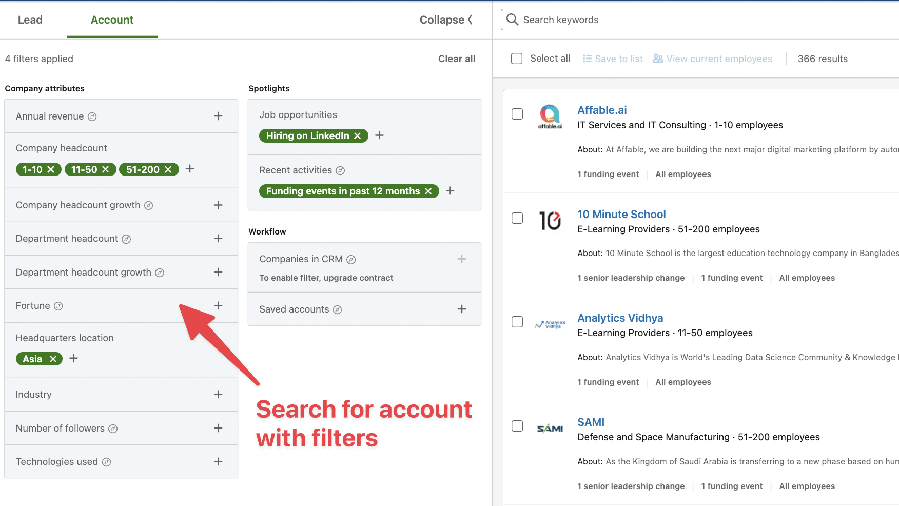linkedin sales navigator account based marketing targeting