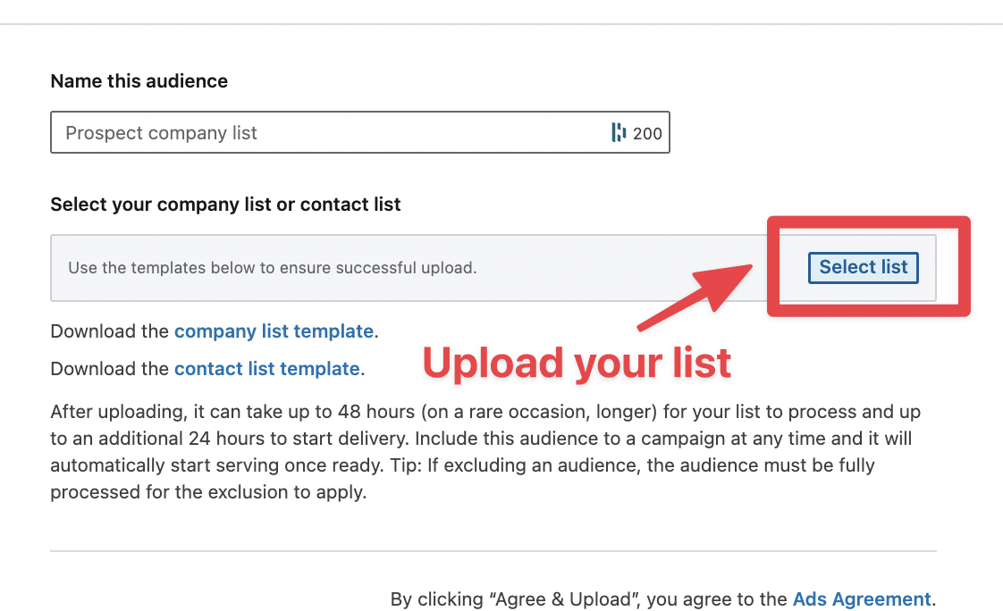 upload file linkedin abm targeting