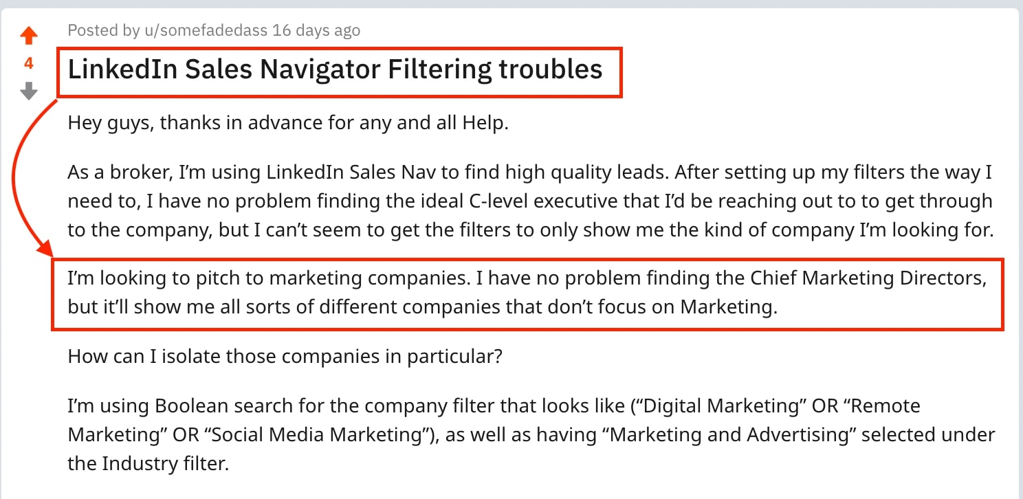 sales navigator filtering troubles