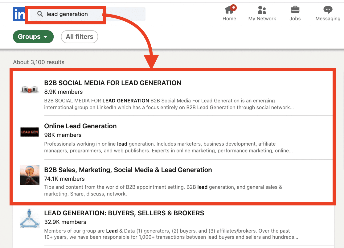 how to use linkedin for prospecting group members
