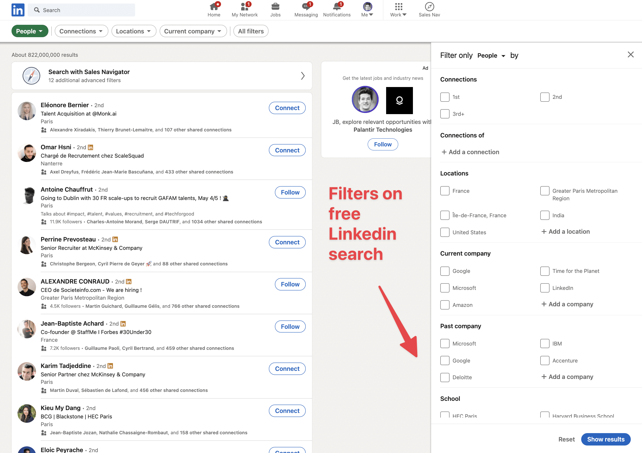 linkedin b2b prospecting with search