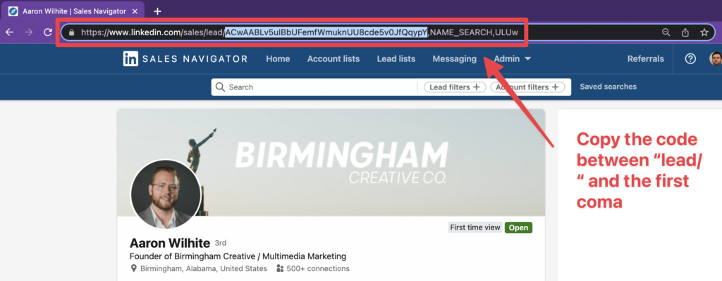 convert sales navigator url to linkedin url 2