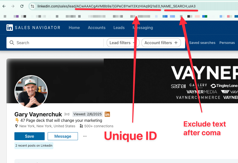 unique linkedin id url