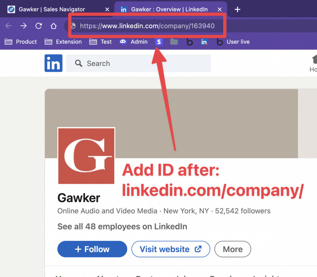 linkedin url company page conversion