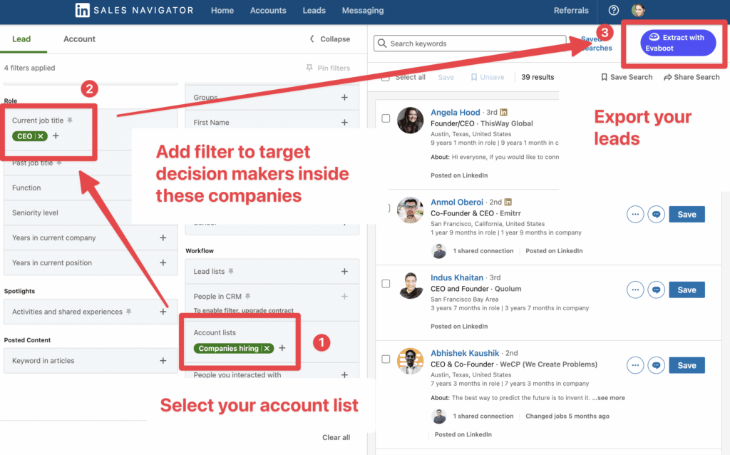 identify decision makers sales navigator