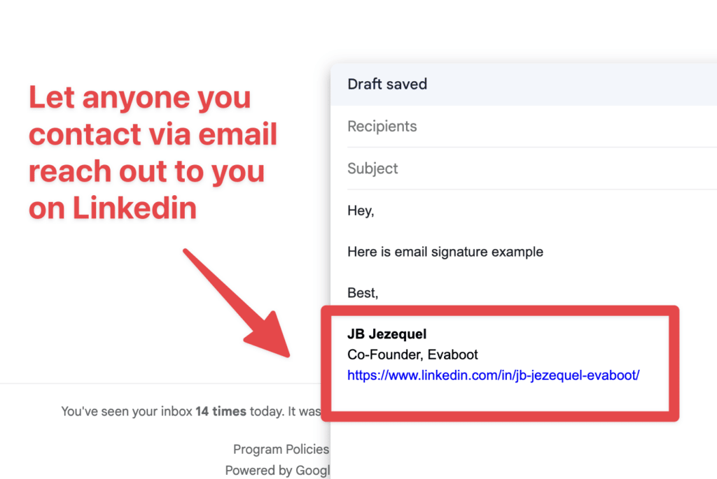 add linkedin url in email signature