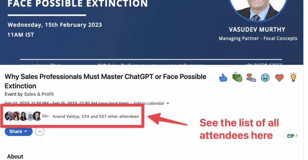 linkedin event attendees list