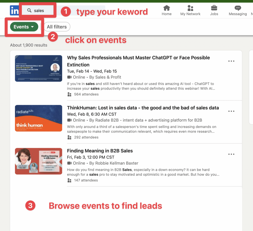 search events linkedin