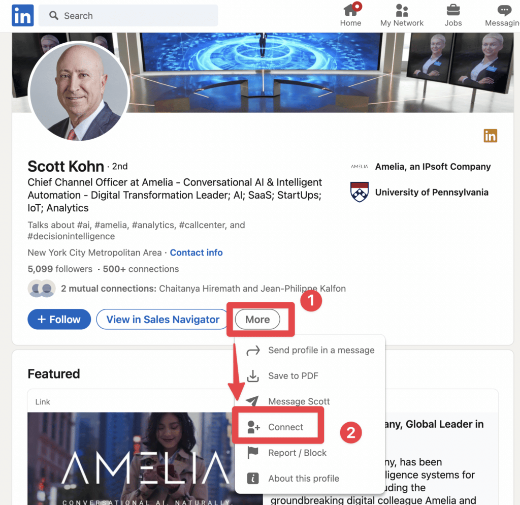 send linkedin connection request follow up