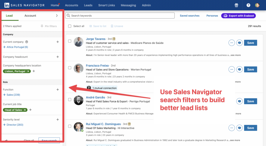 build qualified lead list linkedin sales navigator