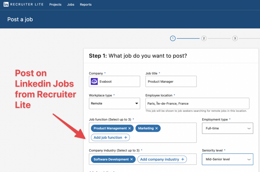 linkedin recruiter lite post job
