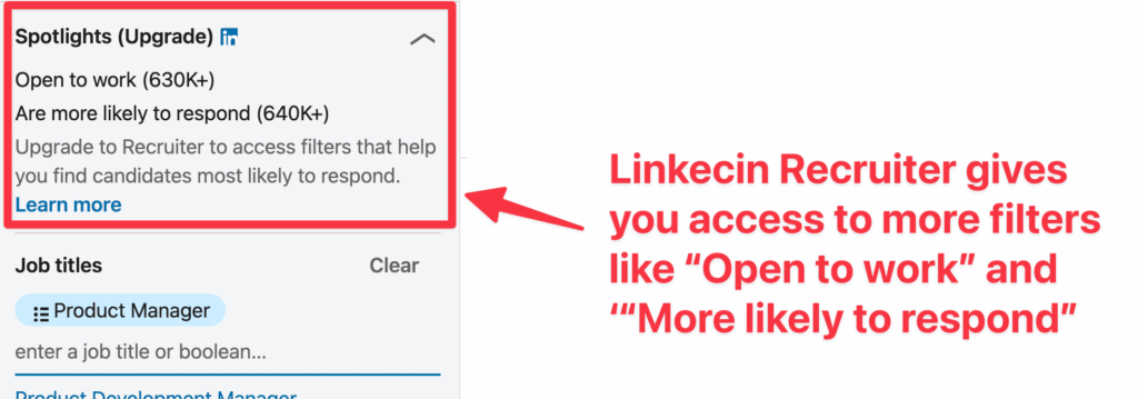 linkedin recruiter spotlight filters