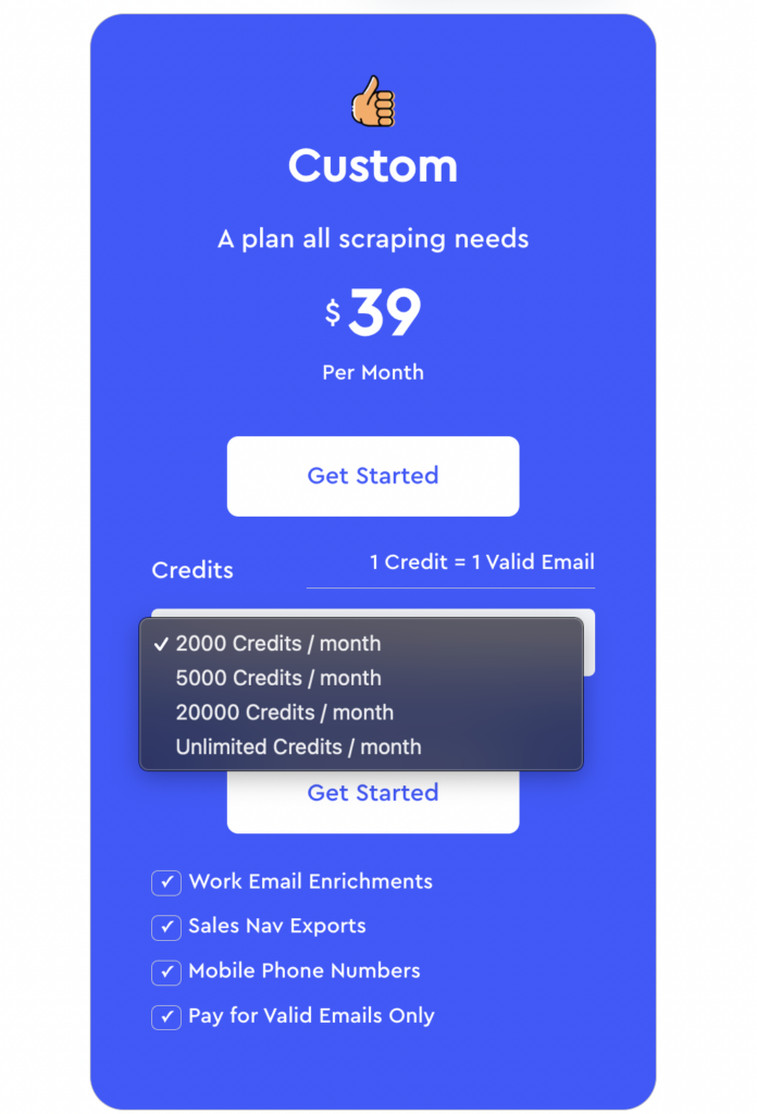 lyne.ai linkedin scraper pricing
