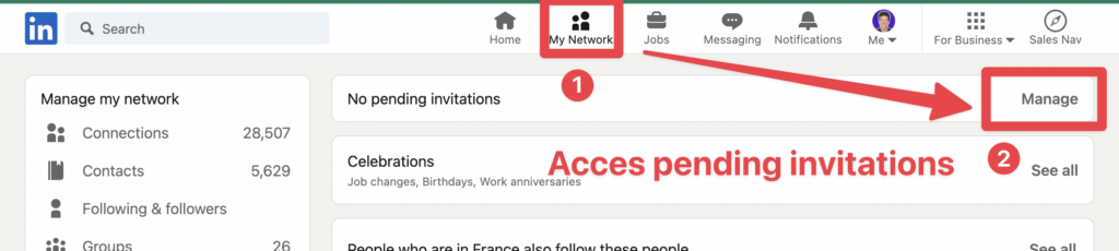 pending linkedin connection request