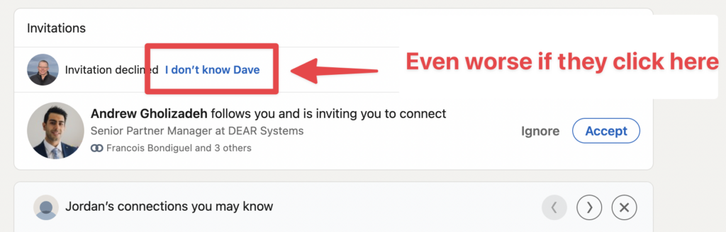 i dont know this person button linkedin