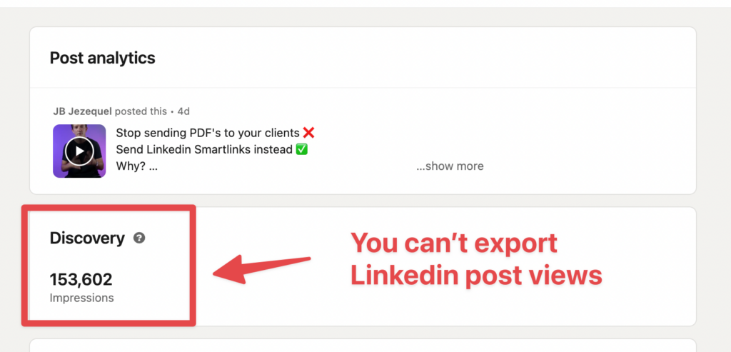 can you export linkedin post views