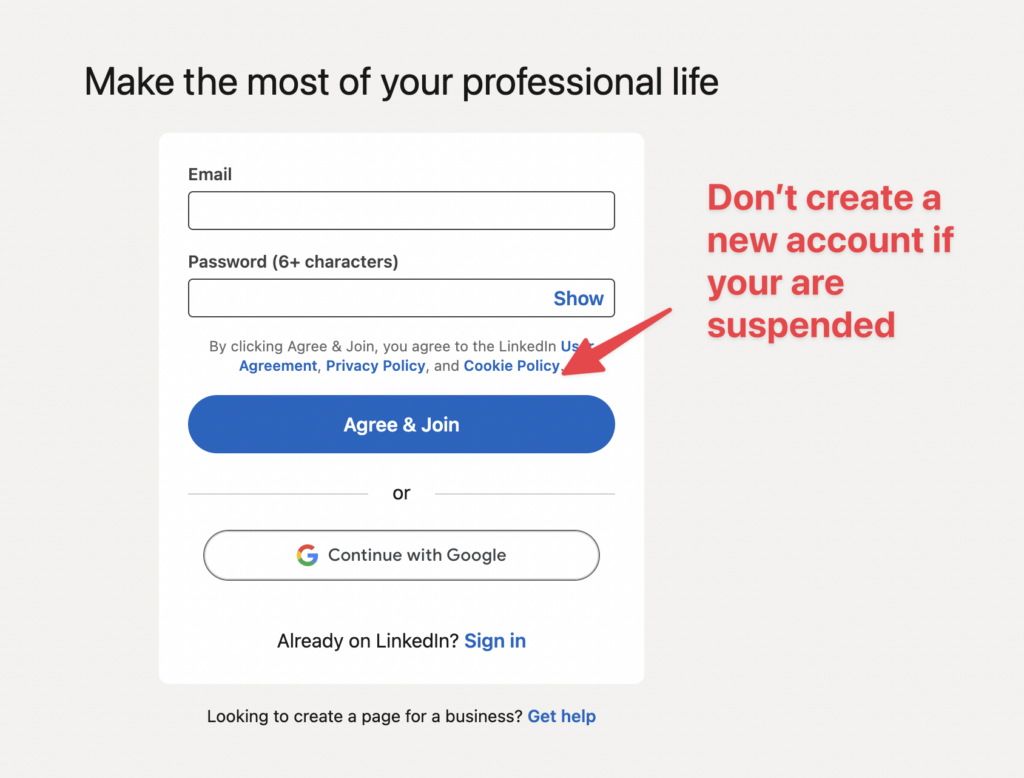 dont create a new linkedin account