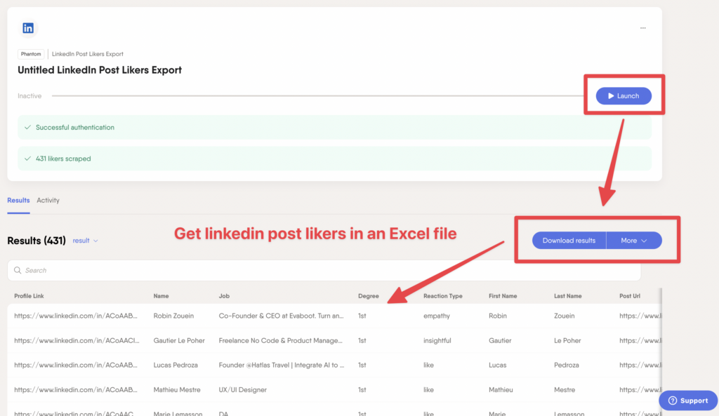 download linkedin post likers