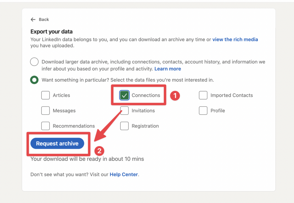 export linkedin connection
