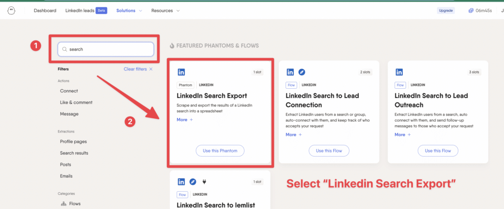 export linkedin connections through search