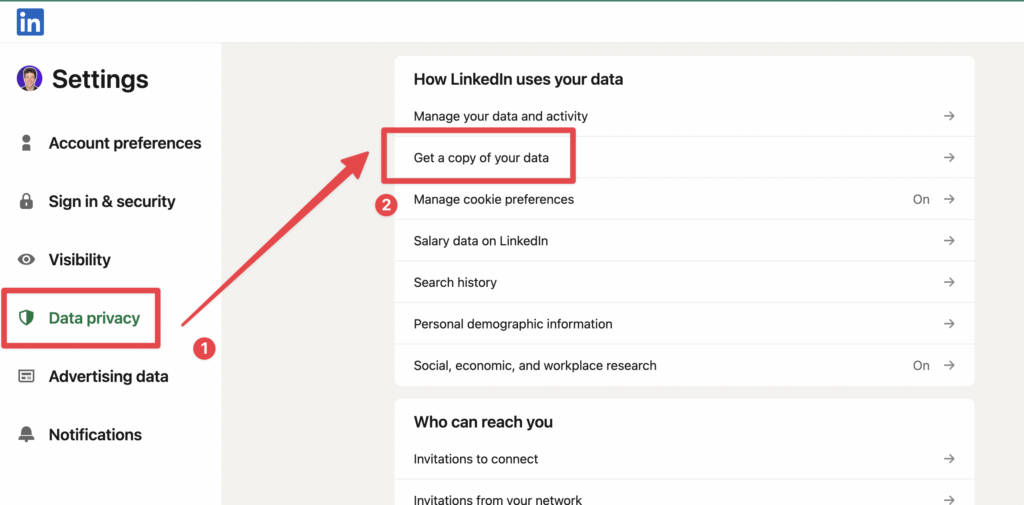 export your linkedin contacts