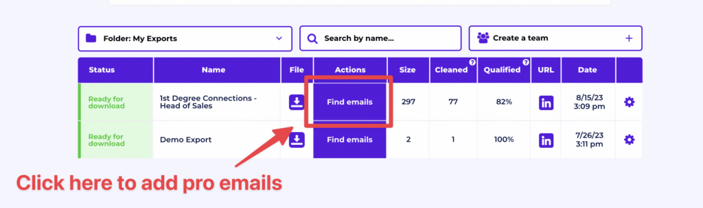find emails linkedin contacts