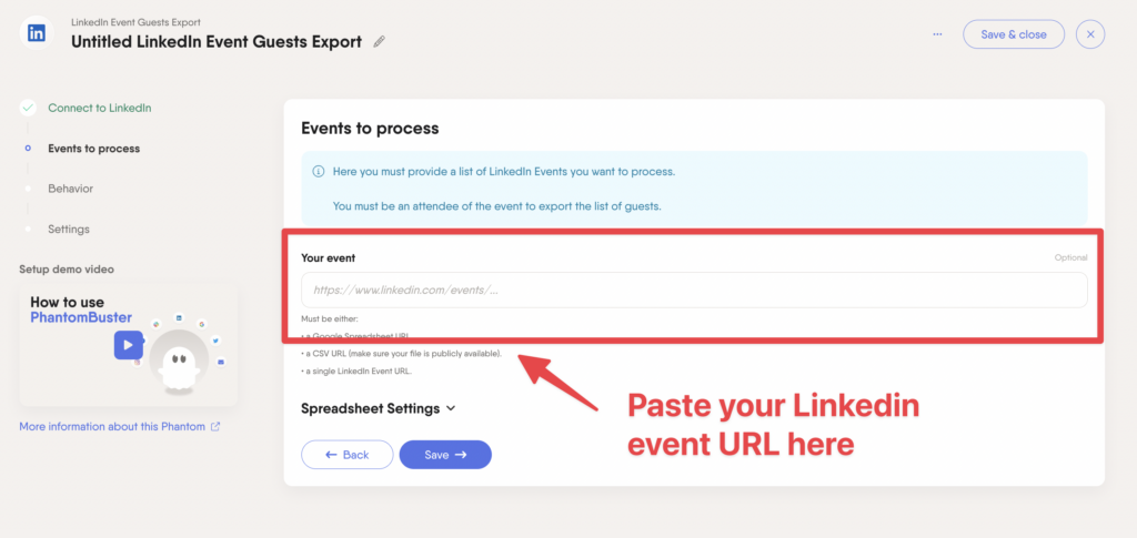 how to export list of attendees linkedin event