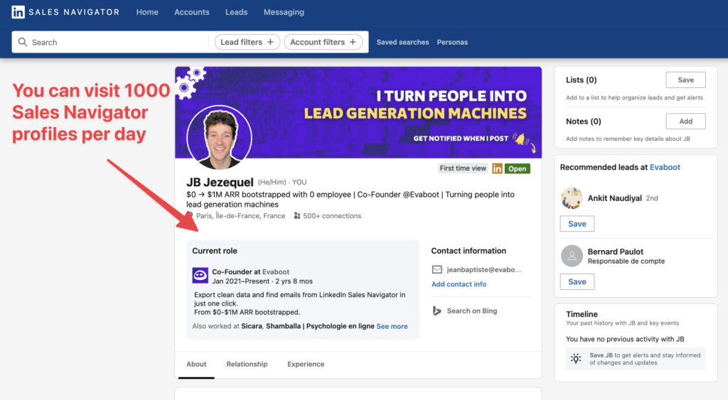 limit linkedin sales navigator profile visits