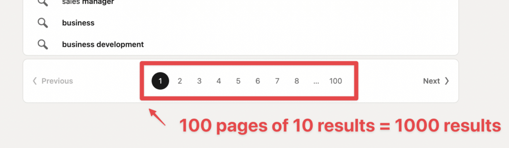 linkedin free search results limit