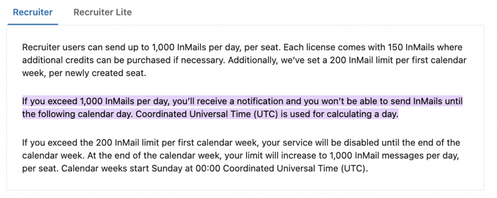 linkedin inmail limit