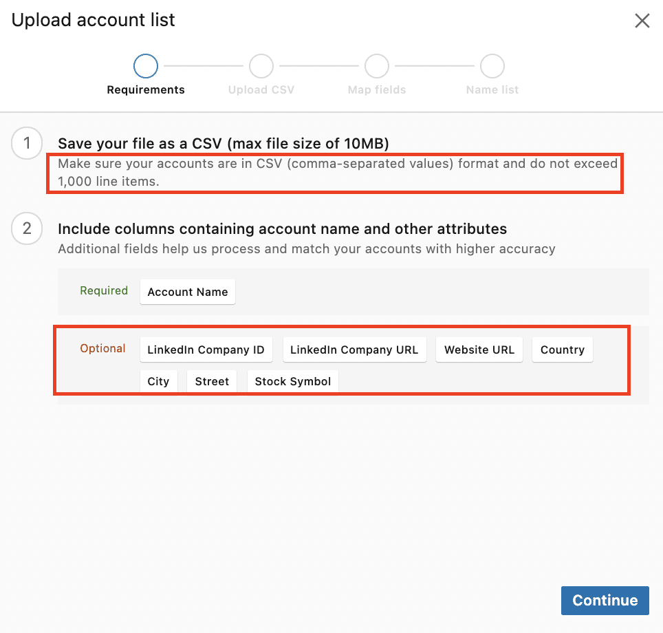 linkedin sales navigator csv import
