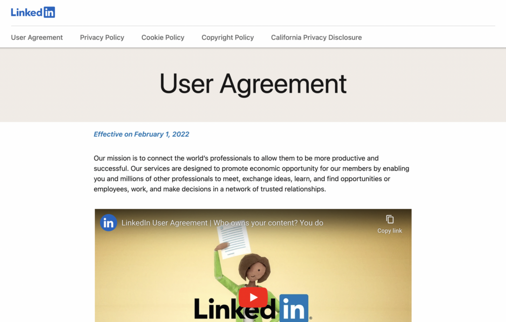 linkedin user agreement