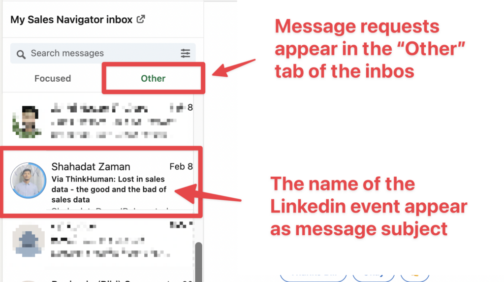 message request linkedin