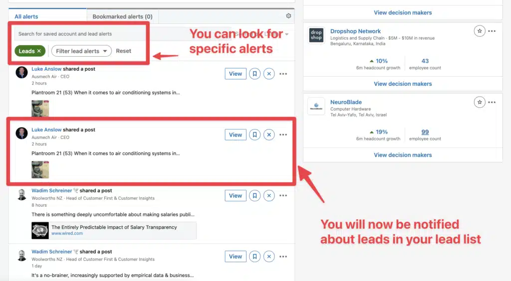 notification sales navigator