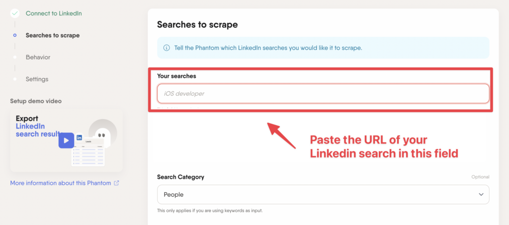 phantombuster linkedin export