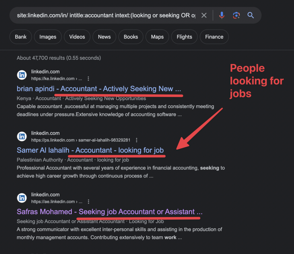 find open to work linkedin x ray search