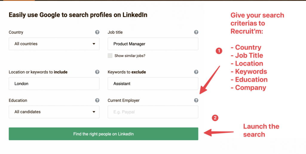 recruitem linkedin x ray search tool
