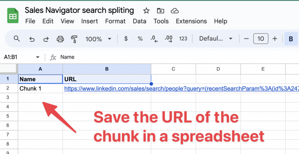 save url chunkl sales navigator