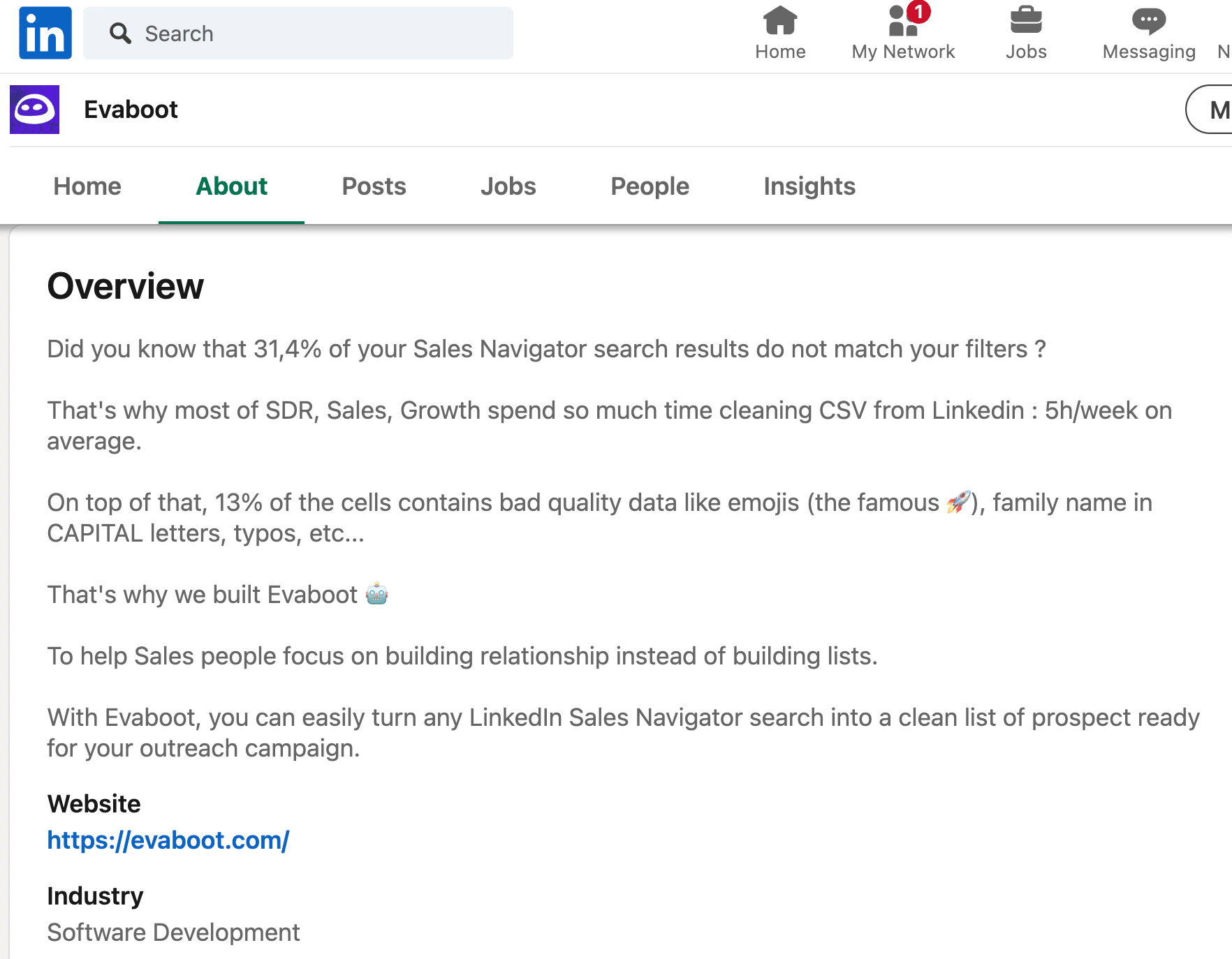 company page about us example