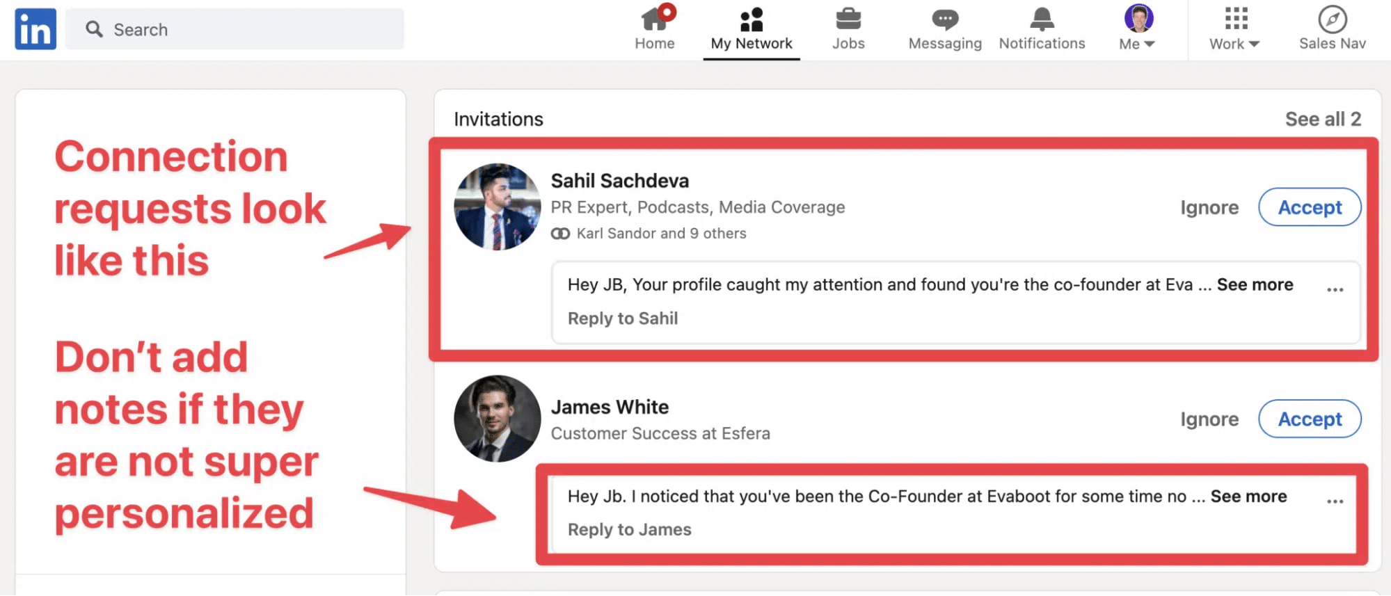 linkedin connection request example