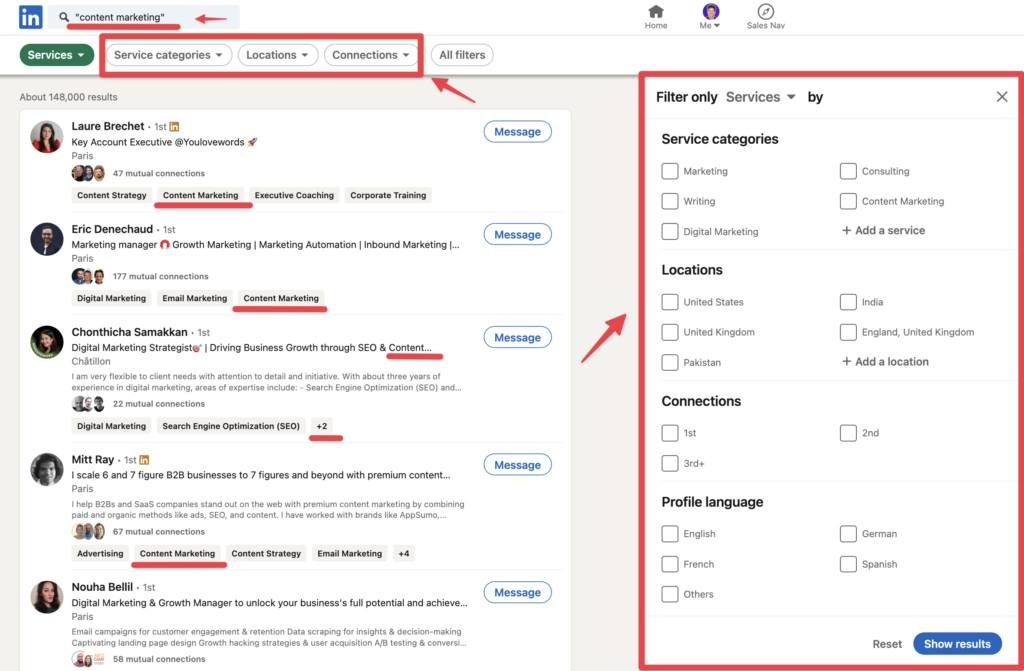 advanced linkedin search services