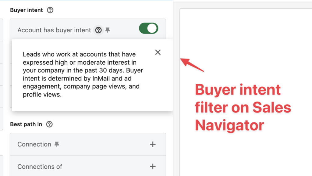 buyer intent filters sales navigator