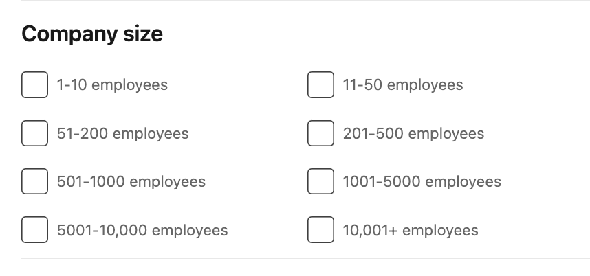 company size linkedin filter
