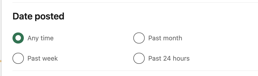 job date posted linkedin filter