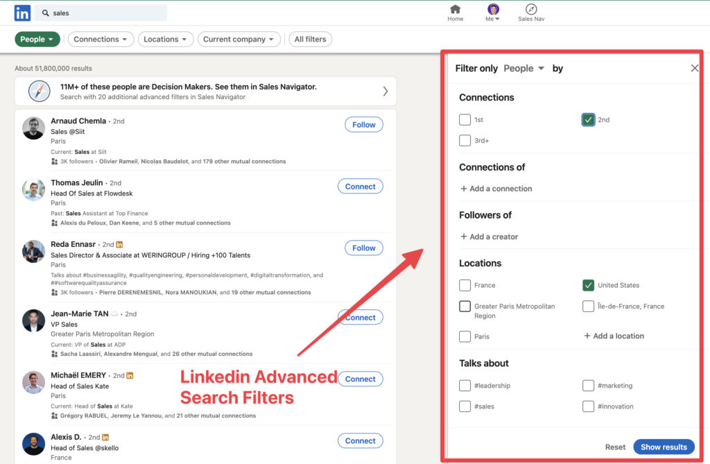 linkedin advanced search
