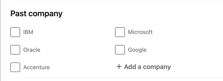 past company linkedin filter