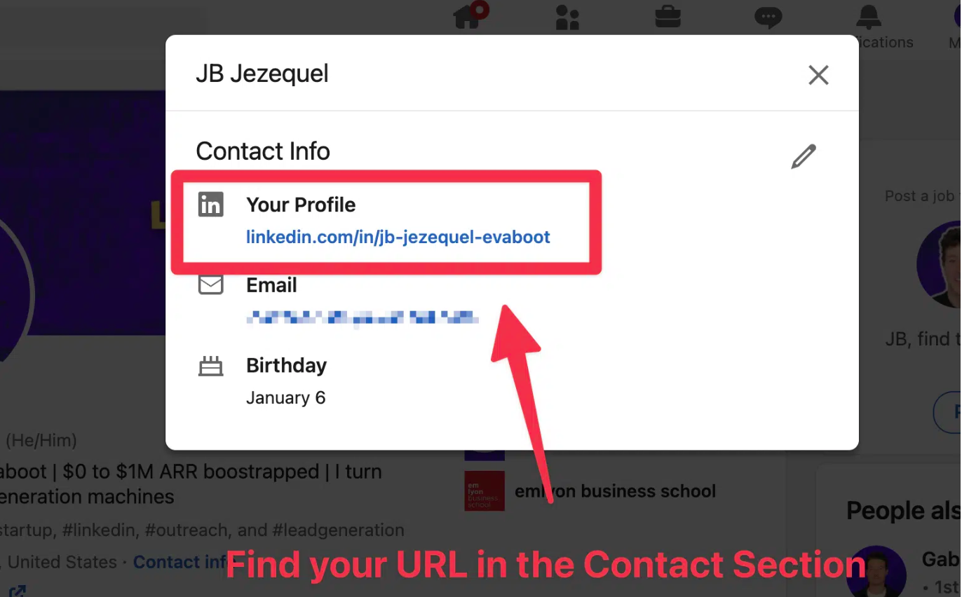 personalize url on linkedin screenshot 2